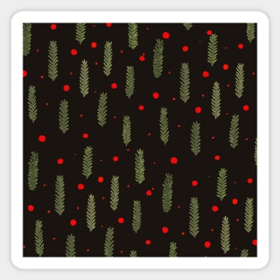 Christmas branches and dots - black and green Sticker